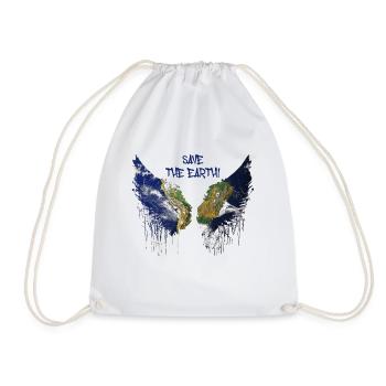 earth,wings,angelwings,save the earth,wings,planet - Drawstring Bag - white - Front