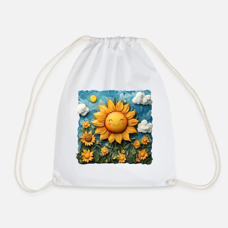 Sunflower Art - Drawstring Bag - white
