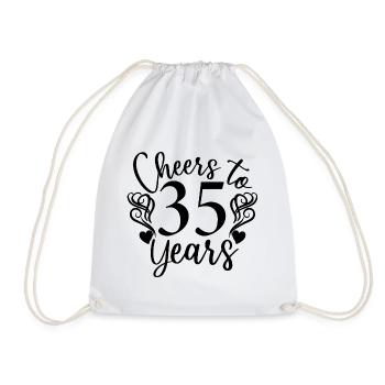 Cheers To 35 Years 35th Birthday Anniversary - Drawstring Bag - white - Front