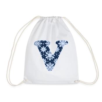Letter V Snowflakes - Drawstring Bag - white - Front