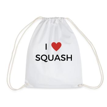 I love Squash / Ich liebe Squash T Shirt - Turnbeutel - Weiß - Vorne