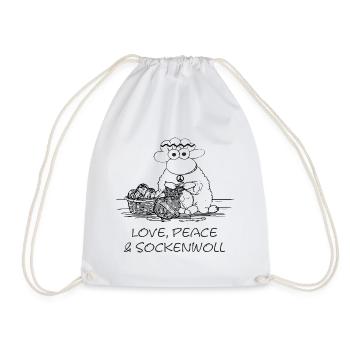 love peace & sockenwoll - Hippie-Schaf - Drawstring Bag - white - Front