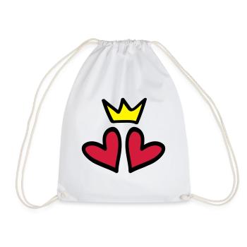 heart crown heart love symbol - Drawstring Bag - white - Front