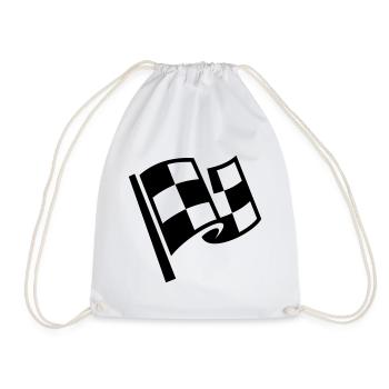 Flag Race Car Destination Motorcycle - Drawstring Bag - white - Front