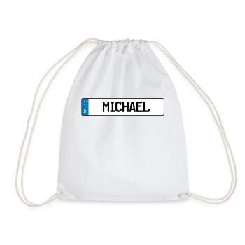 Michadel name tag gift - Drawstring Bag - white - Front