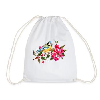 Bird - Drawstring Bag - white - Front