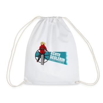 Echte Seglerin - Blond - Skipper - Segelschiff - Turnbeutel - Weiß - Vorne