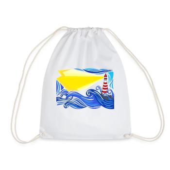 mer dans la tempête avec le phare - Sac de sport léger - blanc - Devant