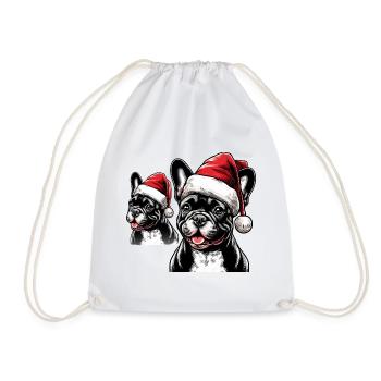 French Bulldog Santa Claus Gifts - Drawstring Bag - white - Front