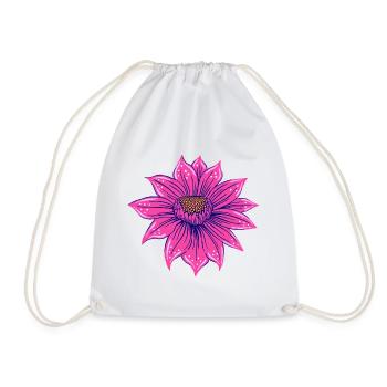 handgezeichnete Fantasie-Blume in neonpink - Turnbeutel - Weiß - Vorne