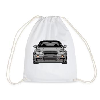 Legends never the skyline r34 gtr - Drawstring Bag - white - Front