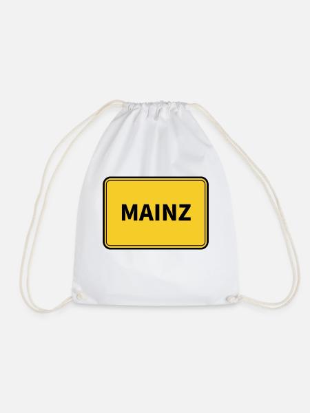 Mainz Stadt Ortsschild - Turnbeutel - Weiß
