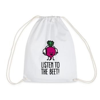 Listen to the beet - Drawstring Bag - white - Front