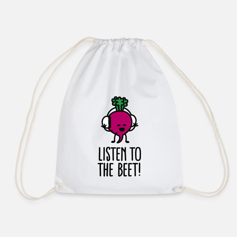 Listen to the beet - Drawstring Bag - white