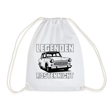 Farbe änderbar | Trabi Trabbi  Pappe DDR - Turnbeutel - Weiß - Vorne