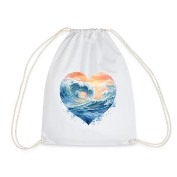Wave - Drawstring Bag - white - Front
