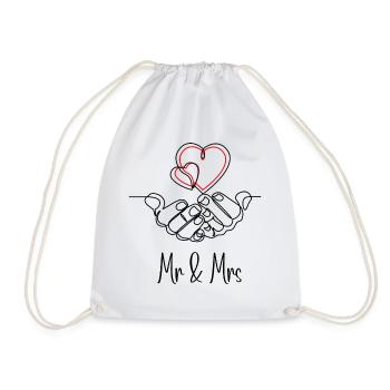 Mr and Mrs couple couple wedding design - Drawstring Bag - white - Front