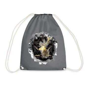 golden stag / king of the forest / costume / hunting - Drawstring Bag - grey - Front