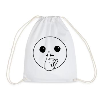 Emoji Silent Sketch Black - Drawstring Bag - white - Front