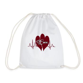 Love with heart - Drawstring Bag - white - Front