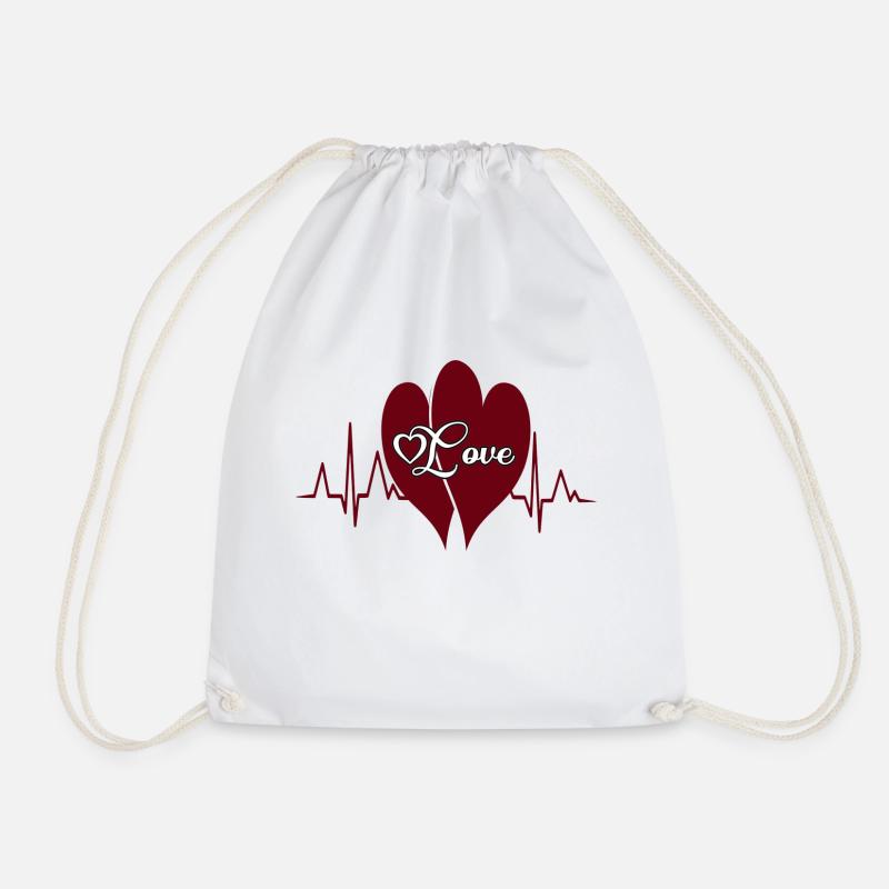 Love with heart - Drawstring Bag - white