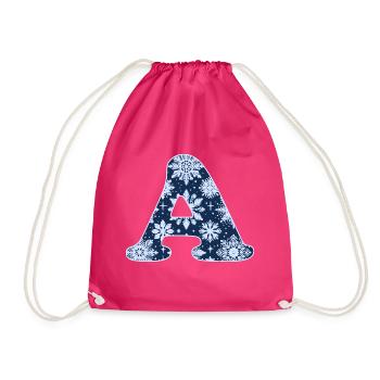Buchstabe A Schneeflocken - Turnbeutel - Fuchsia - Vorne