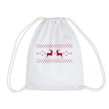 Norwegian pattern Christmas Christmas reindeer Santa - Drawstring Bag - white - Front