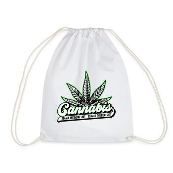 Colors can be changed | Cannanis Inhale Exhale - Drawstring Bag - white - Front