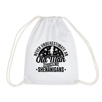 Never underestimate an old man goblin Irishman - Drawstring Bag - white - Front