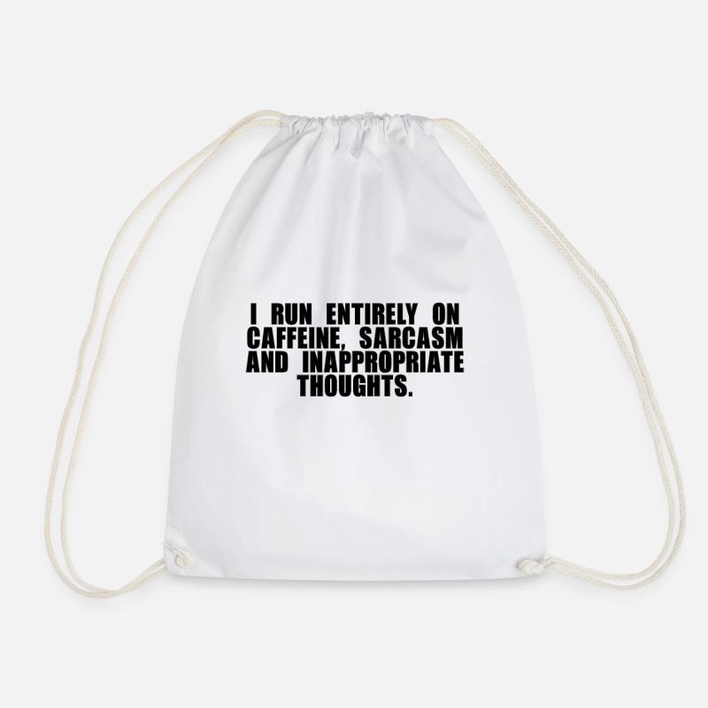 Caffeine, sarcasm and dirty thoughts black - Drawstring Bag - white