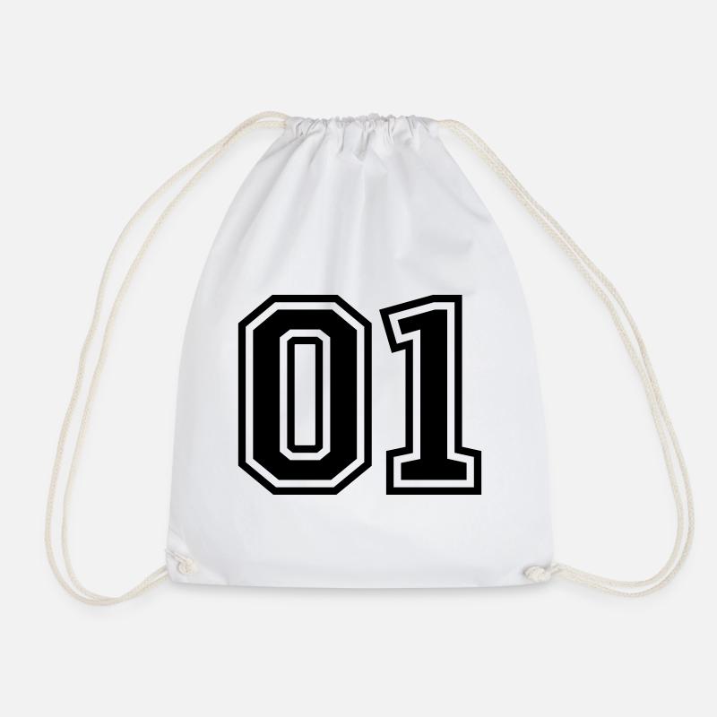 01 one number number - Drawstring Bag - white