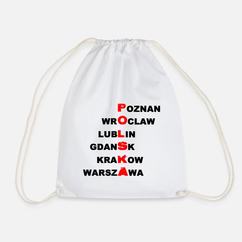 Poland - Polska - Drawstring Bag - white