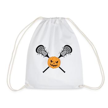 lacrosse lax lacrosse stick lacrosse halloween - Drawstring Bag - white - Front