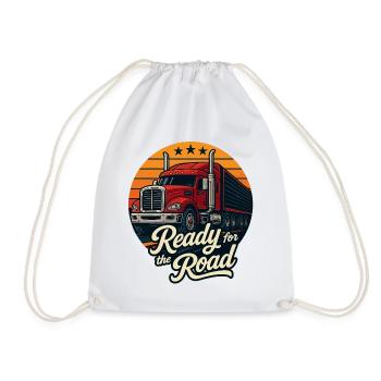 Ready for the Road – Retromotiv für Trucker - Turnbeutel - Weiß - Vorne