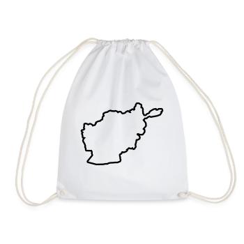 afghanistan silhouette land outline - Drawstring Bag - white - Front