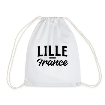Retro Lille Frankreich Schriftzug - Turnbeutel - Weiß - Vorne