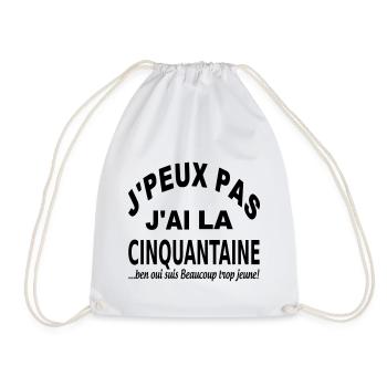 HUMOUR / LA CINQUANTAINE / ANNIVERSAIRE / CADEAU - Sac de sport léger - blanc - Devant