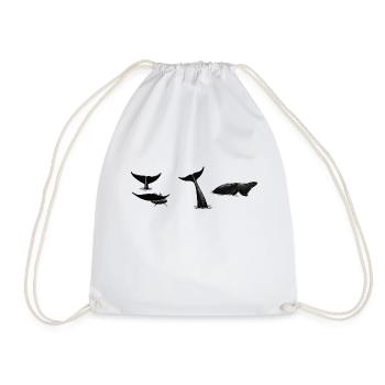 Whale tail - Whale fluke - Queues de baleines - Drawstring Bag - white - Front