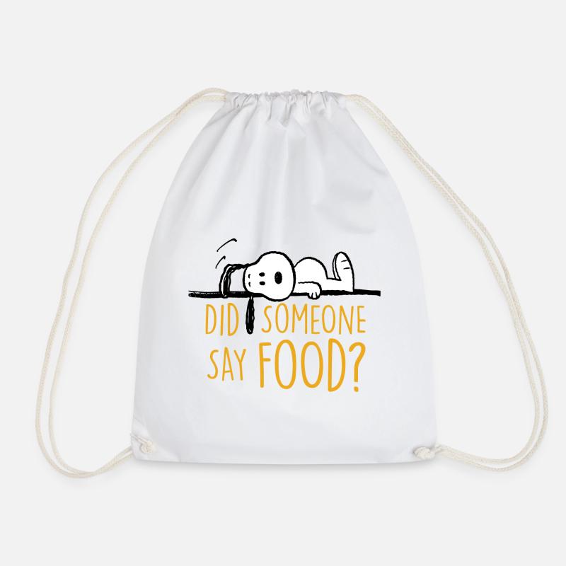 Peanuts Snoopy Did Someoone Say Food? - Drawstring Bag - white