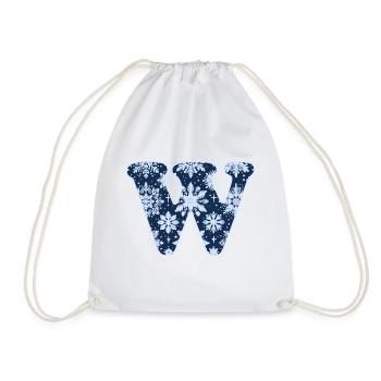 Letter W Snowflakes - Drawstring Bag - white - Front