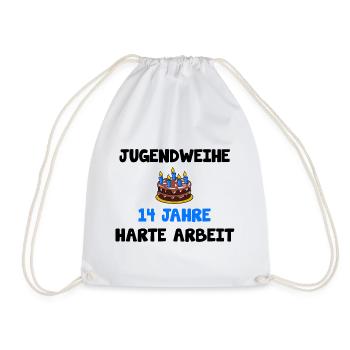 Jugendweihe 2021 14 Jahre lustiger Spruch - Turnbeutel - Weiß - Vorne
