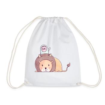 The Tiny Adventures - Funny Lion - Drawstring Bag - white - Front