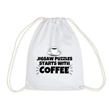 Puzzles lustiger Spruch Kaffee - Turnbeutel - Weiß - Vorne
