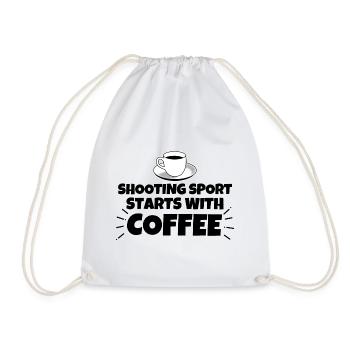 Shooting sport funny saying coffee - Drawstring Bag - white - Front
