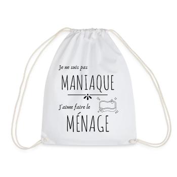 Pas maniaque j'aime le ménage - Sac de sport léger - blanc - Devant