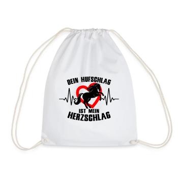 Herzschlag Pferd Hufschlag | Farben änderbar - Turnbeutel - Weiß - Vorne