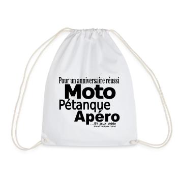 L'Anniversaire réussi c'est Moto Pétanque et Apéro - Sac de sport léger - blanc - Devant