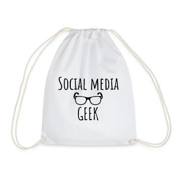 Social Media Funny Saying - Social Media Gee - Drawstring Bag - white - Front