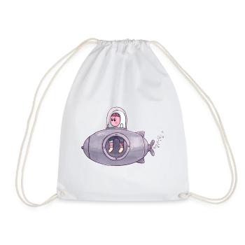 The Tiny Adventures - fun submarine - Drawstring Bag - white - Front