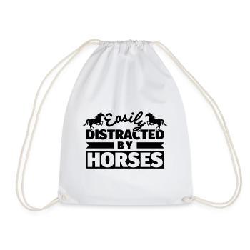 Chevaux dicton amusant: Facilement distrait par le cheval - Sac de sport léger - blanc - Devant